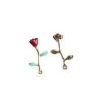 Zinc Alloy Flower Pendants Rose gold color plated DIY red Sold By Lot