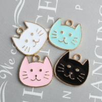 Tibetan Style Enamel Pendants, Cat, gold color plated, DIY, more colors for choice, 17x18mm, 20PCs/Lot, Sold By Lot