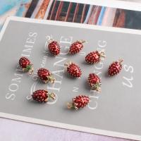 Tibetan Style Enamel Pendants, Strawberry, gold color plated, DIY, red, 10x18mm, 20PCs/Lot, Sold By Lot