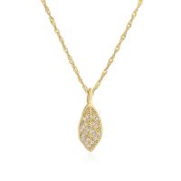 Cubic Zircon Micro Pave Brass Necklace with 1.96 inch extender chain Leaf 18K gold plated & micro pave cubic zirconia & for woman Length Approx 17.71  Sold By PC
