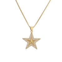 Cubic Zircon Micro Pave Brass Necklace, with 1.96 inch extender chain, Star, 18K gold plated, micro pave cubic zirconia & for woman, more colors for choice, 24x29mm, Length:Approx 17.71 Inch, Sold By PC