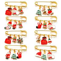 Christmas Brooches Zinc Alloy Christmas Design & Unisex & enamel nickel lead & cadmium free 60mm Sold By PC