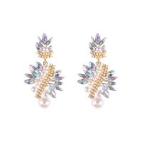 Rhinestone Earring Zinc Alloy with ABS Plastic Pearl plated fashion jewelry & for woman Sold By Pair