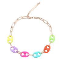 Resin Necklace Zinc Alloy with Resin with 8.3cm extender chain gold color plated fashion jewelry & for woman multi-colored Length 16.18 Inch Sold By PC