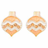 Tibetan Style Stud Earring, gold color plated, fashion jewelry & for woman & enamel & with rhinestone, orange, 13x12mm, Sold By Pair