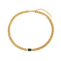 Edelstahl Schmuck Halskette, 304 Edelstahl, mit kubischer Zirkonia, mit Verlängerungskettchen von 55mm, Modeschmuck & für Frau, keine, Länge:ca. 400 Millimeter, verkauft von PC