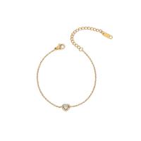 Stainless Steel Jewelry Bracelet 304 Stainless Steel with Cubic Zirconia with 5cm extender chain Heart Vacuum Ion Plating fashion jewelry & for woman golden 8mm Length Approx 17 cm Sold By PC