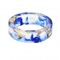 Resina anillo de dedo, con Hoja de oro, Donut, engomada de gota, Diferente diámetro interior para la elección & unisexo, azul, Vendido por UD