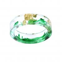 Resina anillo de dedo, con Hoja de oro, Donut, engomada de gota, Diferente diámetro interior para la elección & unisexo, verde, Vendido por UD