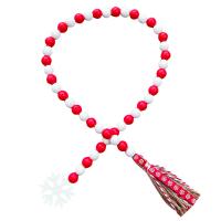 Hanging Ornaments Wood with Linen Christmas Design 16mm Length Approx 88 cm Sold By PC