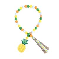 Hanging Ornaments Wood with Linen Pineapple mixed colors 16mm Length Approx 72 cm Sold By PC