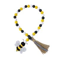 Hanging Ornaments, Wood, with Linen, Bee, more colors for choice, 16mm, Length:Approx 72 cm, Sold By PC