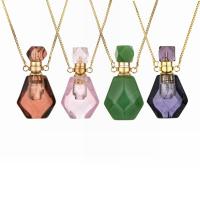 Kristall Parfüm-Flasche-Halskette, mit Messing, mit Verlängerungskettchen von 1.97, Parfümflasche, goldfarben plattiert, unisex, mehrere Farben vorhanden, 20x35mm, Länge 17.72 ZollInch, verkauft von PC