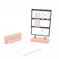 Iron Earring Display, with Wood, plated, durable, more colors for choice, nickel, lead & cadmium free, 280x150mm, Sold By PC