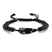 Titanium Steel Bracelet & Bangle Feather plated for man Length 7.5 Inch Sold By PC