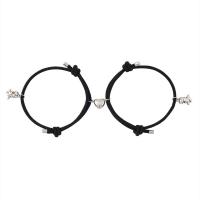 Couple Bracelet and Bangle Polyester Cord with Zinc Alloy Dinosaur silver color plated Unisex & with magnetic & adjustable Length 16-30 cm Sold By Pair