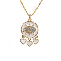 Evil Eye Jewelry Necklace, Brass, with 1.97 extender chain, gold color plated, Unisex & different styles for choice & micro pave cubic zirconia & enamel, mixed colors, nickel, lead & cadmium free, Length:17.72 Inch, Sold By PC