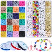Polymer Clay Jewelry Finding Set Elastic Thread & beads & scissors with Plastic Box & Zinc Alloy & Acrylic DIY mixed colors 204*143mm 190*132mm Sold By Set
