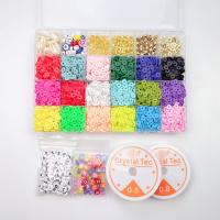 Polymer Clay Jewelry Finding Set Elastic Thread & beads with Plastic Box & Zinc Alloy & Acrylic DIY mixed colors Sold By Set