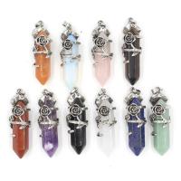 Gemstone Pendants Jewelry, Tibetan Style, with Gemstone, different materials for choice & Unisex, nickel, lead & cadmium free, 17x50mm, Sold By PC