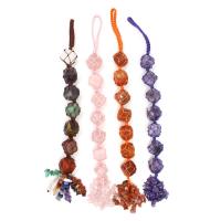 Ornamentos pendurados, misto de pedras semi-preciosas, with Acessórios de corda de algodão, joias de moda, 20*280mm, vendido por PC