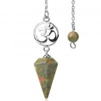 Tibetan Style Pendulum Pendant, with Gemstone, different materials for choice & Unisex, nickel, lead & cadmium free, 58x16mm, Sold By PC