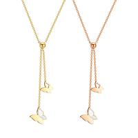 Titanstahl Halskette, mit Muschel, mit Verlängerungskettchen von 5cm, Schmetterling, Modeschmuck & einstellbar & für Frau, keine, Länge 42 cm, verkauft von PC