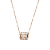 Titanium Steel Necklace with 5cm extender chain Column Vacuum Ion Plating fashion jewelry & adjustable & micro pave cubic zirconia & for woman rose gold color Length 42 cm Sold By PC