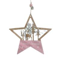 Holz Weihnachtsbaum-Dekoration, Pinselführung, Unterschiedliche Form zur Auswahl & Weihnachtsschmuck & hohl, Rosa, verkauft von PC