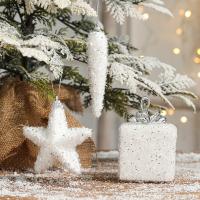 PE Schaumstoff Weihnachtsbaum-Dekoration, mit Pailletten, Unterschiedliche Form zur Auswahl & Weihnachtsschmuck, weiß, verkauft von PC