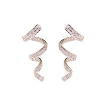 Cubic Zirconia Micro Pave Brass Earring, Helix, gold color plated, fashion jewelry & micro pave cubic zirconia & for woman, more colors for choice, nickel, lead & cadmium free, 15x42mm, Sold By Pair