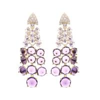 Cubic Zircon (CZ) Drop Earring Brass Grape plated fashion jewelry & micro pave cubic zirconia & for woman nickel lead & cadmium free Sold By Pair