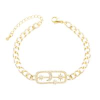 Cubic Zirconia Micro Pave Brass Bracelet gold color plated & micro pave cubic zirconia & for woman gold 230mm Sold By PC