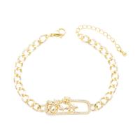 Cubic Zirconia Micro Pave Brass Bracelet, gold color plated, different styles for choice & micro pave cubic zirconia & for woman, gold, 230mm, Sold By PC