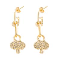Cubic Zirconia Micro Pave Brass Earring, gold color plated, different styles for choice & micro pave cubic zirconia & for woman, gold, 40x15mm, Sold By Pair