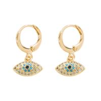 Evil Eye Earrings Brass gold color plated & micro pave cubic zirconia & for woman gold Sold By Pair