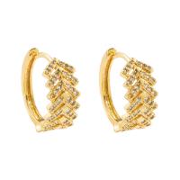 Cubic Zirconia Micro Pave Brass Earring, gold color plated, different styles for choice & micro pave cubic zirconia & for woman, gold, 18x16mm, Sold By Pair