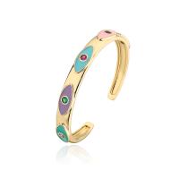 Evil Eye Jewelry Ring Finger, cobre, cromado de cor dourada, micro pavimento em zircônia cúbica & para mulher & esmalte, Mais cores pare escolha, 58mm, vendido por PC