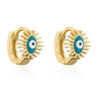 Evil Eye Earrings Brass gold color plated for woman & enamel Sold By Pair
