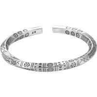 laiton bracelet manchette, Placage de couleur argentée, Réglable & bijoux de mode, argent, Vendu par PC