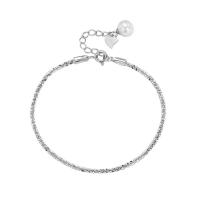 Pulseiras de prata, 925 de prata esterlina, with Shell Pearl, banhado, joias de moda & para mulher, Mais cores pare escolha, 185mm, vendido por PC