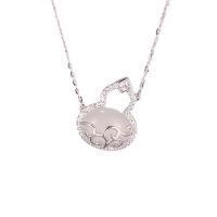 Cubic Zircon Micro Pave 925 Sterling Silver Necklace with White Chalcedony Calabash silver color plated micro pave cubic zirconia & for woman original color Length Approx 17.7 Inch Sold By PC