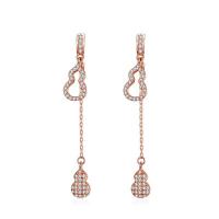 Cubic Zirconia Micro Pave Sterling Silver Earring 925 Sterling Silver Calabash plated micro pave cubic zirconia & for woman 46mm Sold By Pair