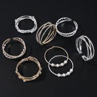 Zinc Alloy Cuff Bangle with Plastic Pearl plated Korean style & for woman & with rhinestone 60mm Sold By Lot
