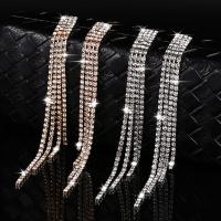 Fashion Fringe Earrings Zinc Alloy plated Korean style & micro pave cubic zirconia & for woman 123mm Sold By Lot
