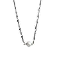 Brass Necklace with Plastic Pearl with 1.97inch extender chain fashion jewelry & for woman nickel lead & cadmium free Length Approx 15.75 Inch Sold By PC