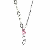 Brass Necklace, with 1.97inch extender chain, Letter B, epoxy gel, fashion jewelry & for woman, nickel, lead & cadmium free, Length:Approx 15.35 Inch, Sold By PC