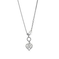 Brass Necklace, with 1.97inch extender chain, Heart, silver color plated, fashion jewelry & for woman, nickel, lead & cadmium free, Length:Approx 15.75 Inch, Sold By PC