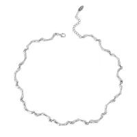 Collier chaîne en laiton, avec 1.97inch chaînes de rallonge, Placage de couleur argentée, bijoux de mode & pour femme, protéger l'environnement, sans nickel, plomb et cadmium, Longueur:Environ 13.78 pouce, Vendu par PC