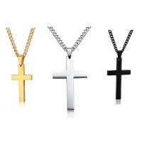 Stainless Steel Jewelry Necklace 304 Stainless Steel with 5cm extender chain Cross Vacuum Plating Unisex Length Approx 45 cm Sold By PC